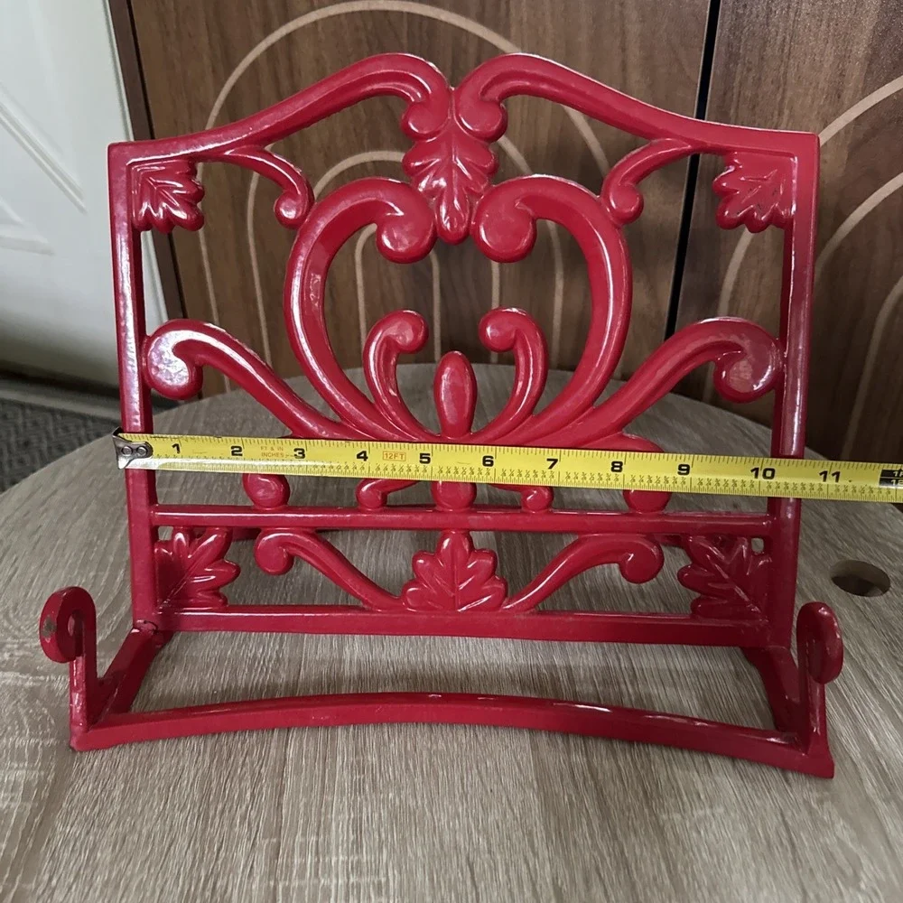 Red Enamel Cast Iron Cookbook Holder 11